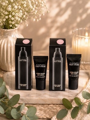 2 MAC Prep+Prime Natural Radiance RADIANT PINK Primer Travel Sz .2 oz 6 mL=12ml