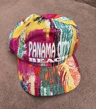 Vintage Panama City Beach Hat 80’s Made In USA SnapBack Tribal Geometric Surf