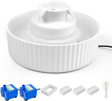 Ceramic Cat Water Fountain, 2.1L/71Oz Cupcake Pet Water Fountain with 3 Carbon