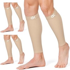 3 Pairs Calf Compression Sleeves for Large-X-Large A2-3 Pack Nude/Nude/Nude