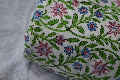 10 Yard Hand Block Floral Fabric 100%Cotton NO TARRIF CHARGES 100%  ZK_138*
