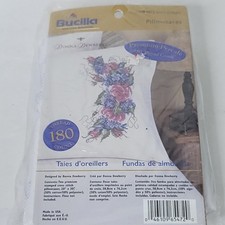 Bucilla Bees Delight Stamped Cross Stitch Pillowcase Kit Floral 180 Tread Count