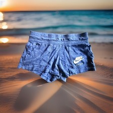 Nike Just Do It Shorts Girls M Blue Lounge Athletic Casual Logo Sweat