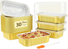 30 Pezzi Teglie in Alluminio Con Coperchio, 500Ml Teglia Da Forno in Alluminio C