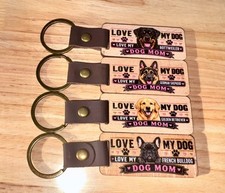 Keychain Dog Mom Wood Gloss Finish Dog Lover Gift Rottweiler Shepherd Bulldog