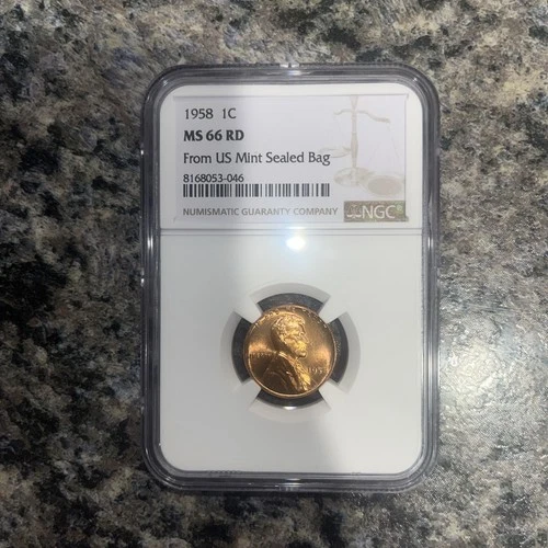 1958 Wheat Cent 1c MS66 NGC from US Mint Sealed Bag