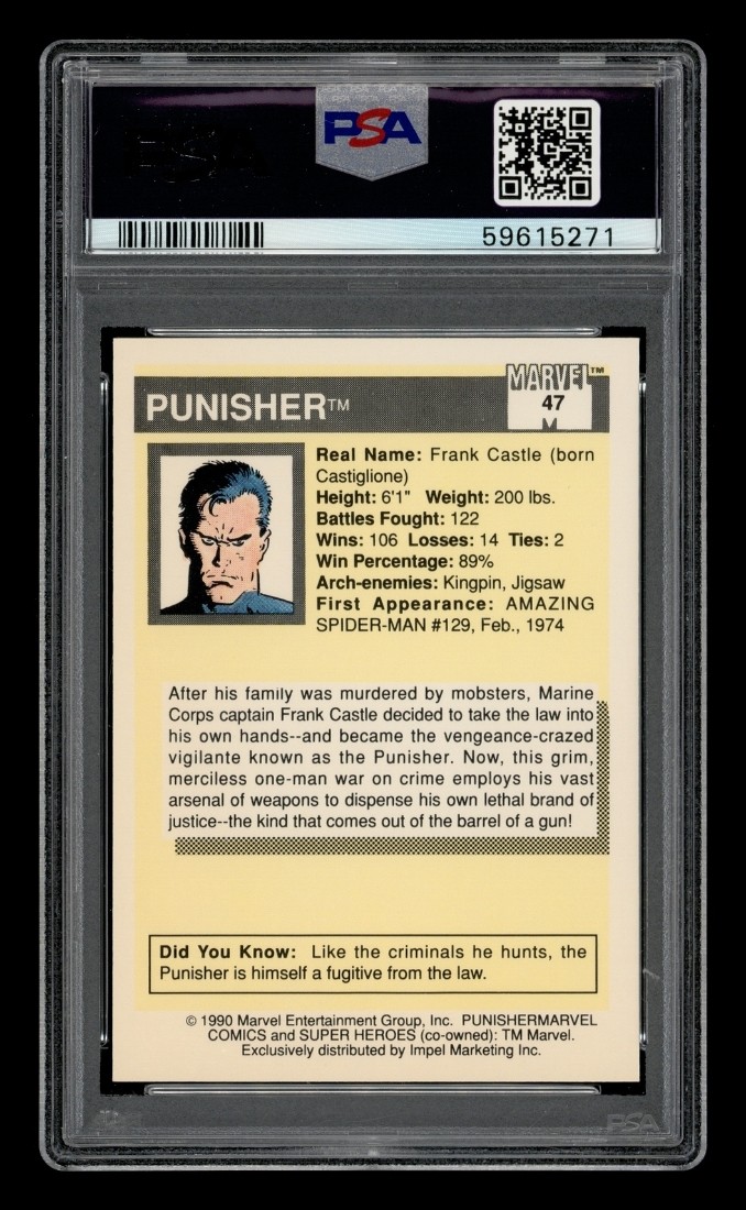1990 Marvel Universe: # 47 Punisher PSA 10 GEM MINT view 2