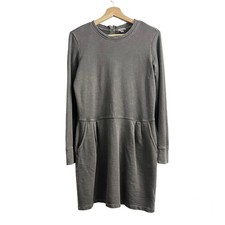 GAP MEDIUM Gray Sweater Dress Long Sleeve Lagenlook with Pockets Distressed Fade