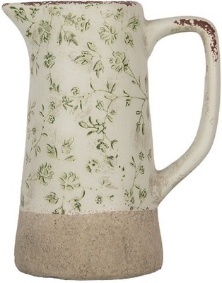 Clayre & Eef 6CE1924M Dekokrug Keramik Grün Beige 16x11x20 cm Landhausstil