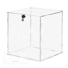 Clear Wedding Card Box with Lock Acrylic Gift Card Box for Wedding Reception ...