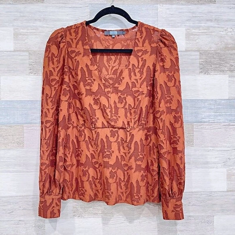 Blusa EVA FRANCO Burnout Terciopelo Naranja Mujer XS Foto 2 de 4