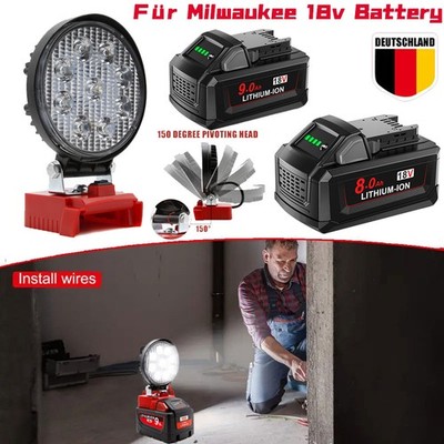 Für Milwaukee 18V Für M18 9Ah 8Ah Li-ion Akku 48-11-1840 +/- LED Arbeitsleuchte