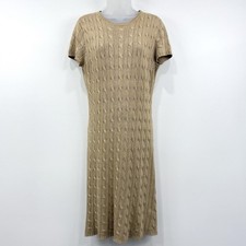 Ralph Lauren Black Label Cableknit Sweater Dress M Linen Silk Preppy Old Money