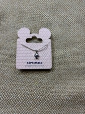 Disney Parks Mickey Icon Swarovski Crystal Birthstone Necklace Silver Tone Mouse