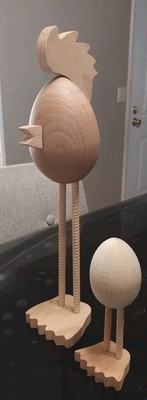 Beautiful Figure Natural Wood To Decorate. Homemade. Mother & Baby Egg.Unique.