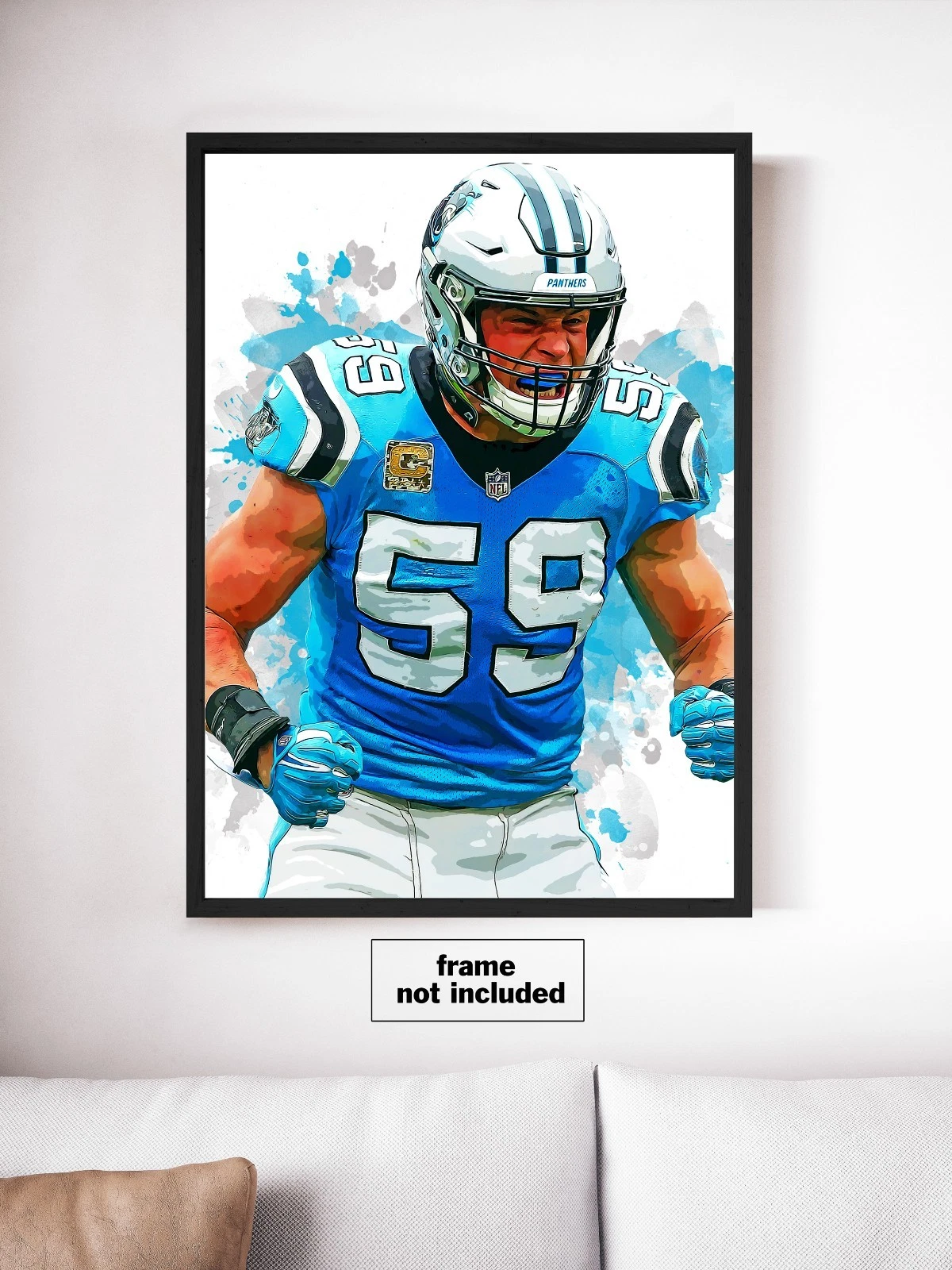 Luke Kuechly Carolina Panthers Touchdown Vertical Poster for Man Cave
