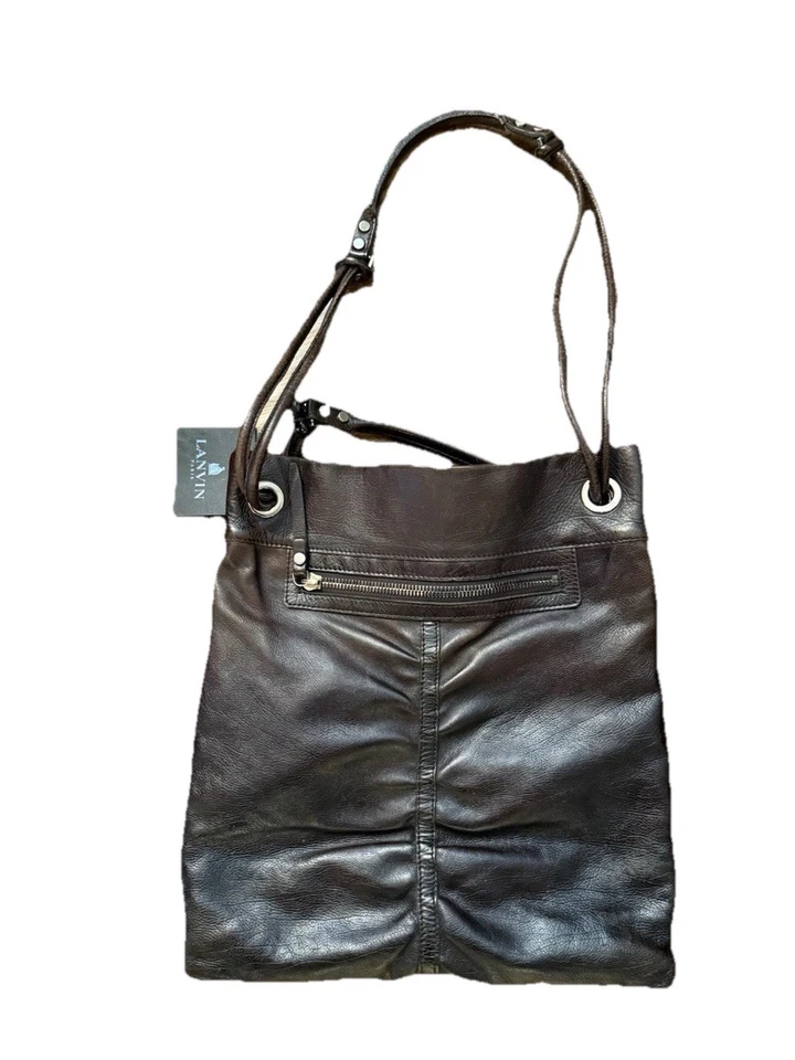 Vintage Lanvin Neo Sac Lambskin Marron Brown Tote Buttery Soft Leather - Image 2 of 4