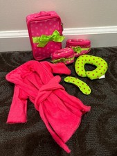 Our Generation Luggage  Travel 18" Doll Travelled Luggage Set Lot  Bathrobe