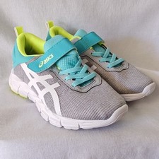 Asics Gel-Quantum Lyte ALT Grey Teal Lime Green Hook Loop Strap Kids Size 1 US