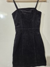 Super Cute Divided by H M Women Dress Black Cotton Blend Sleeveless Square Neck