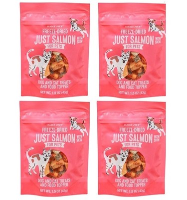 4 Packs Trader Joe's Freeze-Dried Just Salmon with Skin for Dogs & Cats 1.5 oz