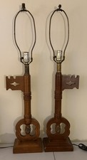 Vintage Tell City Chair Co Skeleton Key Andover Maple Wood Table Lamp set of 2