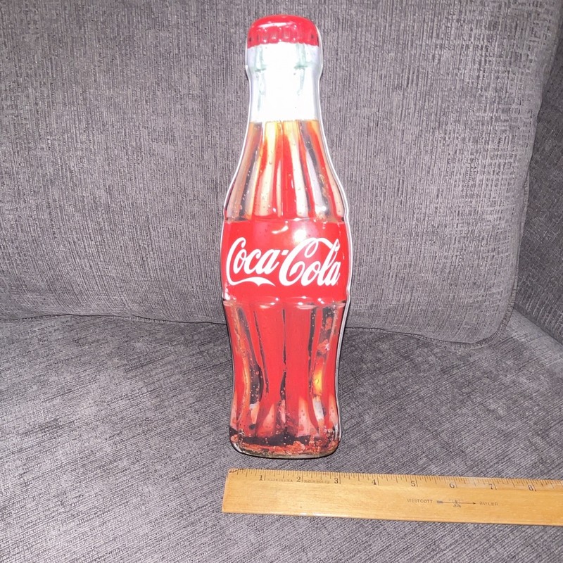 Coca-Cola Bottle-Shaped Advertising Tin Coin Container -bank