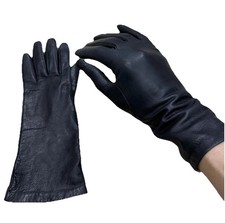 Vintage Saks Fifth Ave Italy SOFT Black Leather Gloves 100 Silk Lining Size 6.5