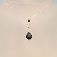 Mystic Topaz Silver Necklace Natural Semi-Precious Purple Green Gemstone