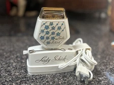 Vintage Blue White Lady Schick Electric Razor Model 10 1956 With Stand Brush New