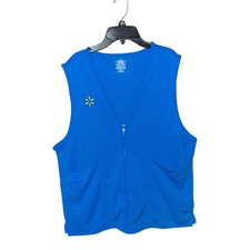 Walmart Blue Spark Vest Men Medium 38-40 Blue Pockets Front Zip Uniform Employee