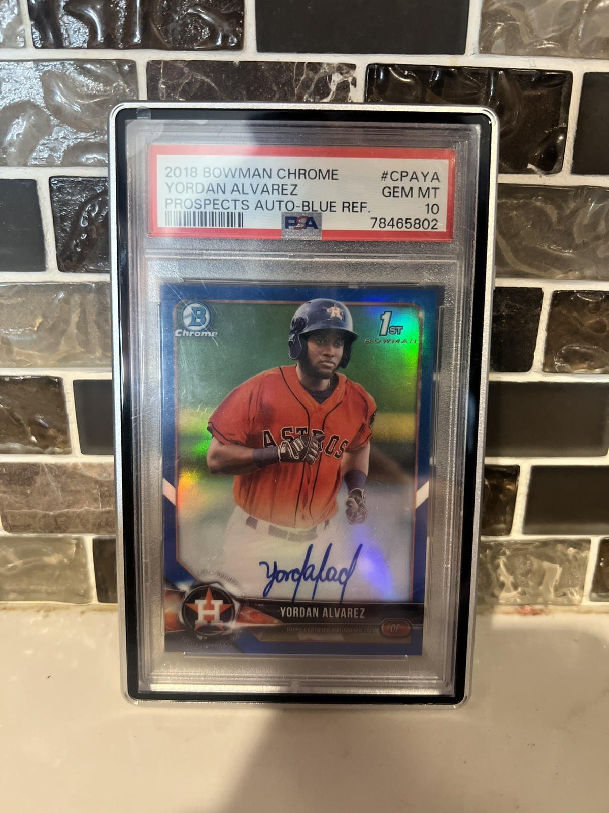 2018 Bowman Chrome Autographs Yordan Alvarez #CPA-YA Blue Refractor /150 PSA 10
