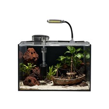 2.5 Gallon Fish Tank Starter Kits, with Led Light, Filter Pump, Cover, Small ...