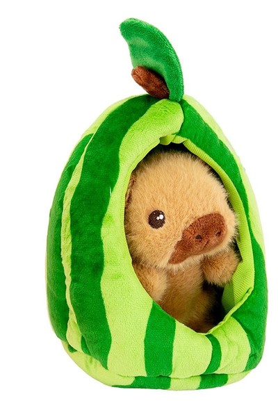 Capybara In Wassermelone PlüSch 20Cm Wasserschwein Merch Plush Stofftier Toy Fan-image