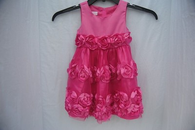Bonnie Baby Bright Pink Rosette Toddler Girls Dress Size 24 Month