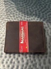 Marshal RFID Blocking Brown Bifold Genuine Leather Wallet NEW