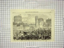 Original Old Antique Print 1866 Marriage Princess Helena Bridge Windsor Castle