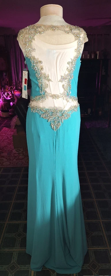 Vestido Formal XTREME by IMPRESSIONS HOCO Baile de graduación Talla 10 Cuentas Transparente Sirena Fiesta Foto 3 de 4