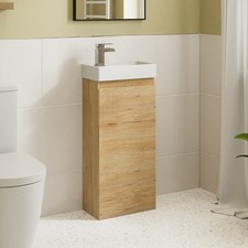 Bathroom Vanity Unit Floor Standing 400mm Cloakroom Sink Basin Grey White Oak