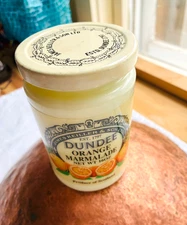 Vintage James Keiller & Son ORANGE MARMALADE JAR Crock Dundee Scotland 16oz