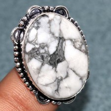Howlite 925 Silver Plated Ring US 7 Artisan Handmade Jewelry Most Beautiful JW