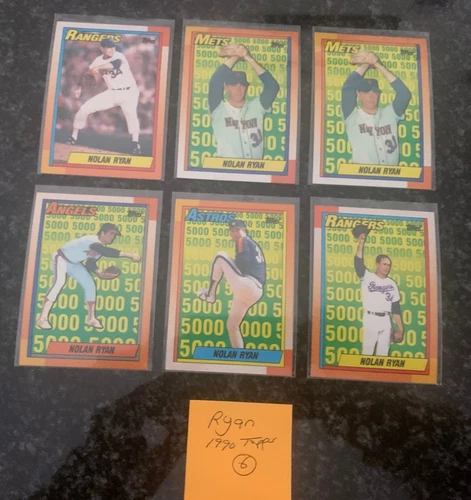 NOLAN RYAN CARD LOT (1990 TOPPS).............6 DIFFERENT