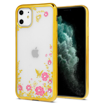 FÜR Apple iPhone 13 Pro MAX  Silikonhülle DIAMOND Motiv Case HandyTasche Blumen 
