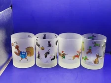 Culver Frosted Lowball Glasses Halloween Xmas St. Patty Thanksgiving Set Of 4