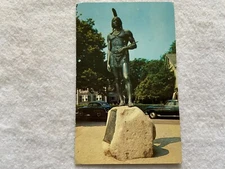 Statue of Massasoit, protector of the pilgrims, Plymouth, Mass. Vintage Postcard