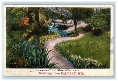 #ad #ad c1920#x27;s Greetings From Calvary Wisconsin WI Road View Postcard $8.97