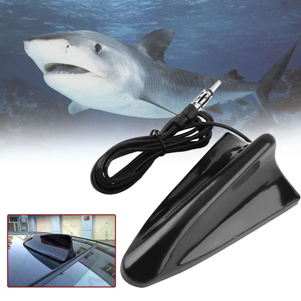 Antena de aleta de tiburón señales de techo radio aérea de coche AM/FM negro universal Foto 2 de 4