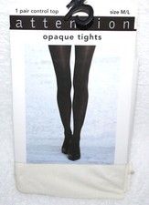 Attention Solid White/Ivory Control Top Opaque Tights 1 Pair - Regular/Plus Size