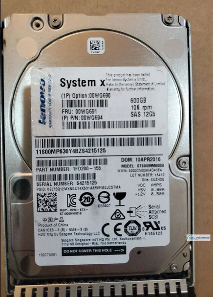 IBM LENOVO 00WG690 00WG691 600GB SAS 10K 12GBPS 2.5" G3HS X3650M5 Hard Drive - Image 3 of 3