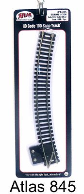 HO Scale Atlas 845 Code 100 18'' Radius Curve Terminal Track
